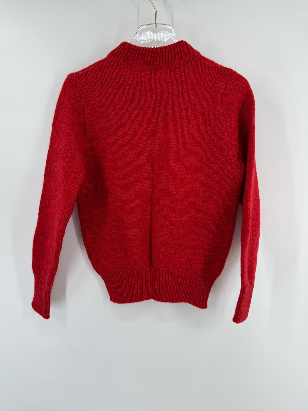 Vtg LL Bean Red Crew Neck Chunky Pullover Sweater Wool size medium